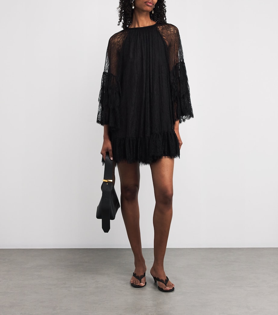 Alice+Olivia Black Lace Delia Mini Dress