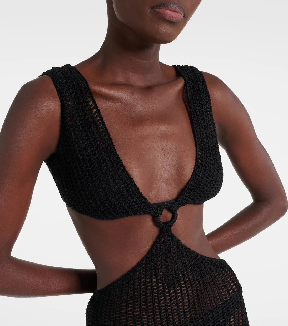 Anna Kosturova - Sunset striped cotton crochet minidress
