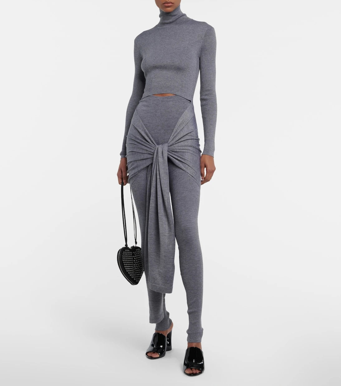 Alaïa - Tie-front cashmere and silk turtleneck sweater
