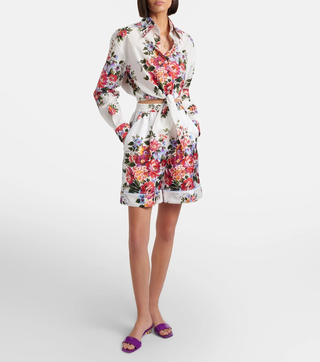 Dolce&Gabbana - Floral silk twill Bermuda shorts