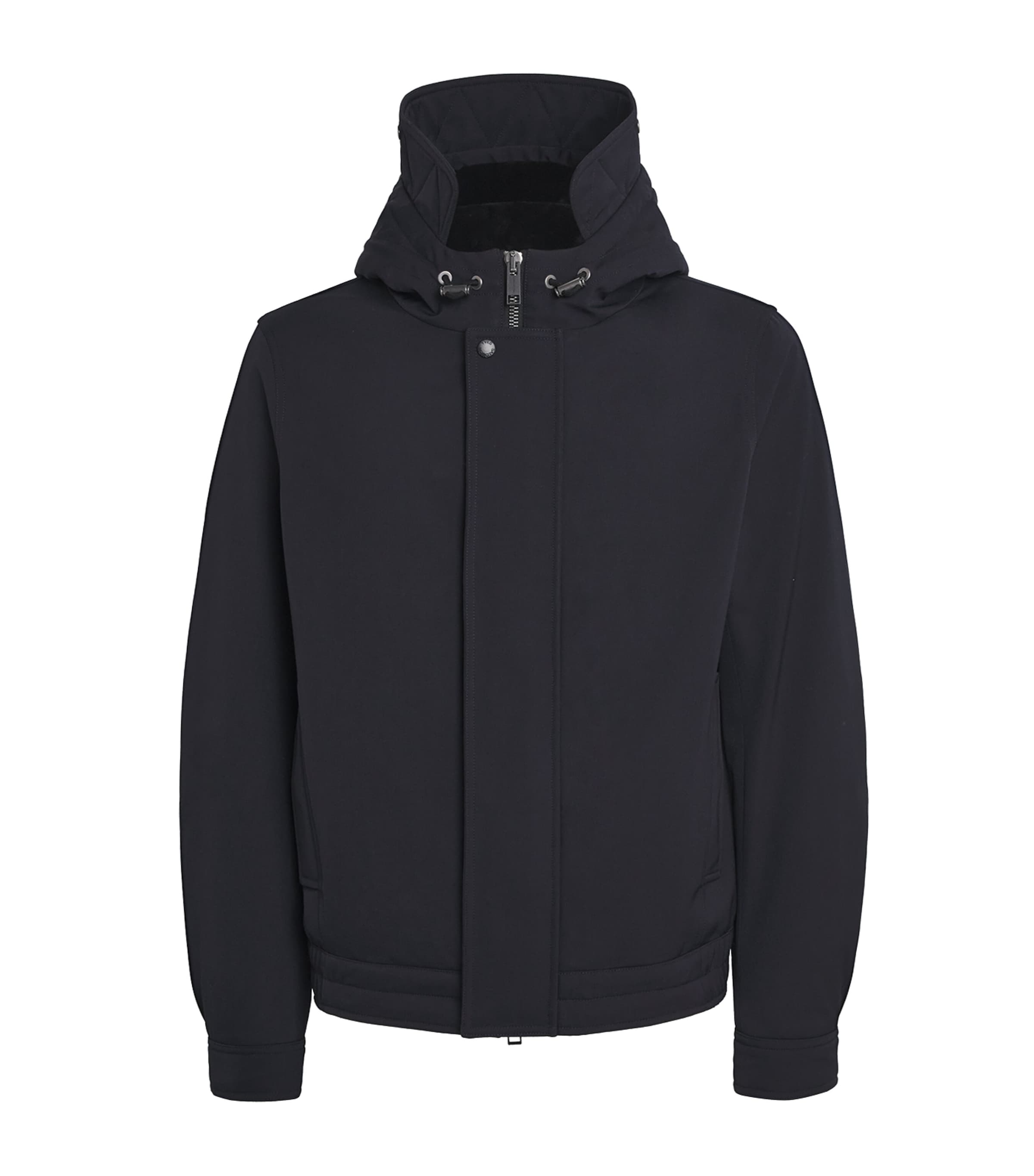 Yves Salomon Navy Down Waterproof Shearling-Lined Short Parka