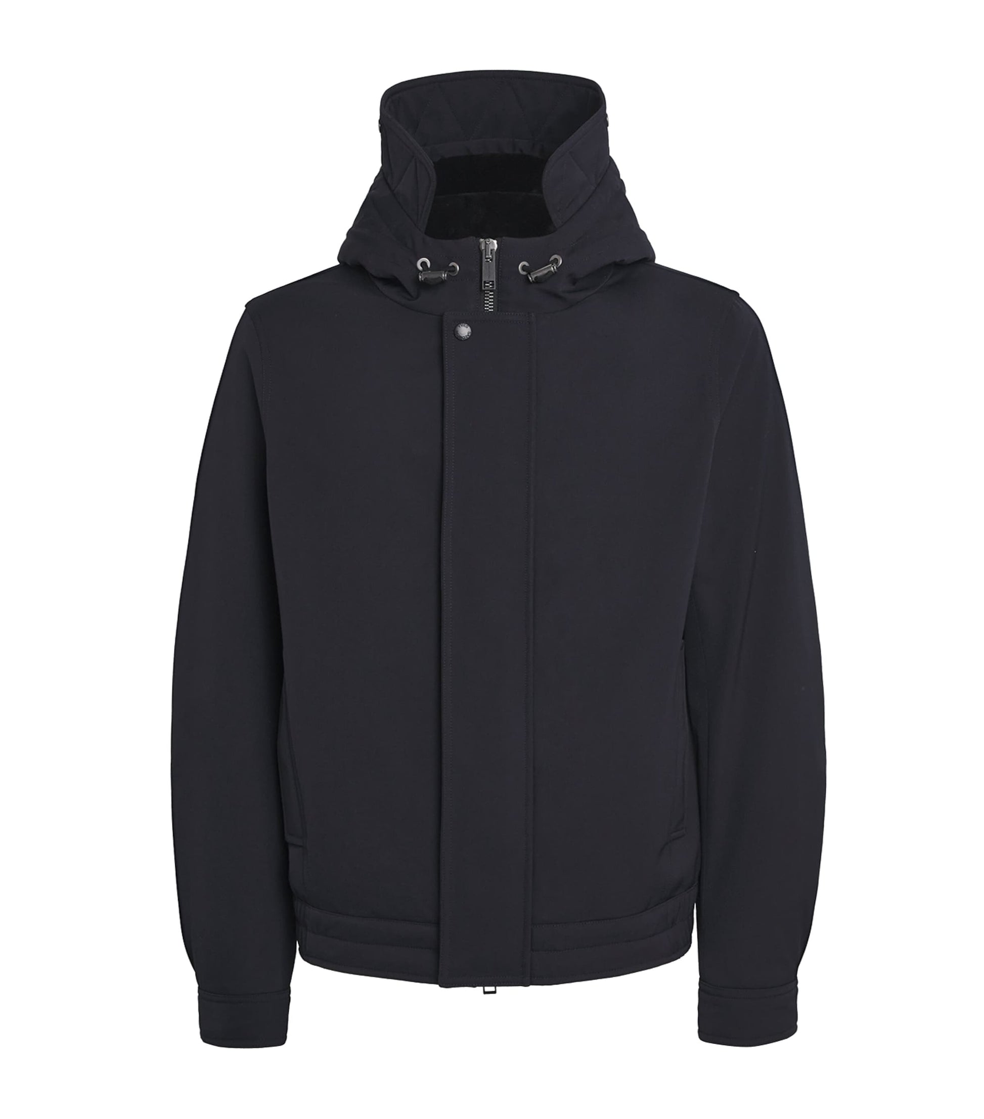 Yves Salomon Navy Down Waterproof Shearling-Lined Short Parka