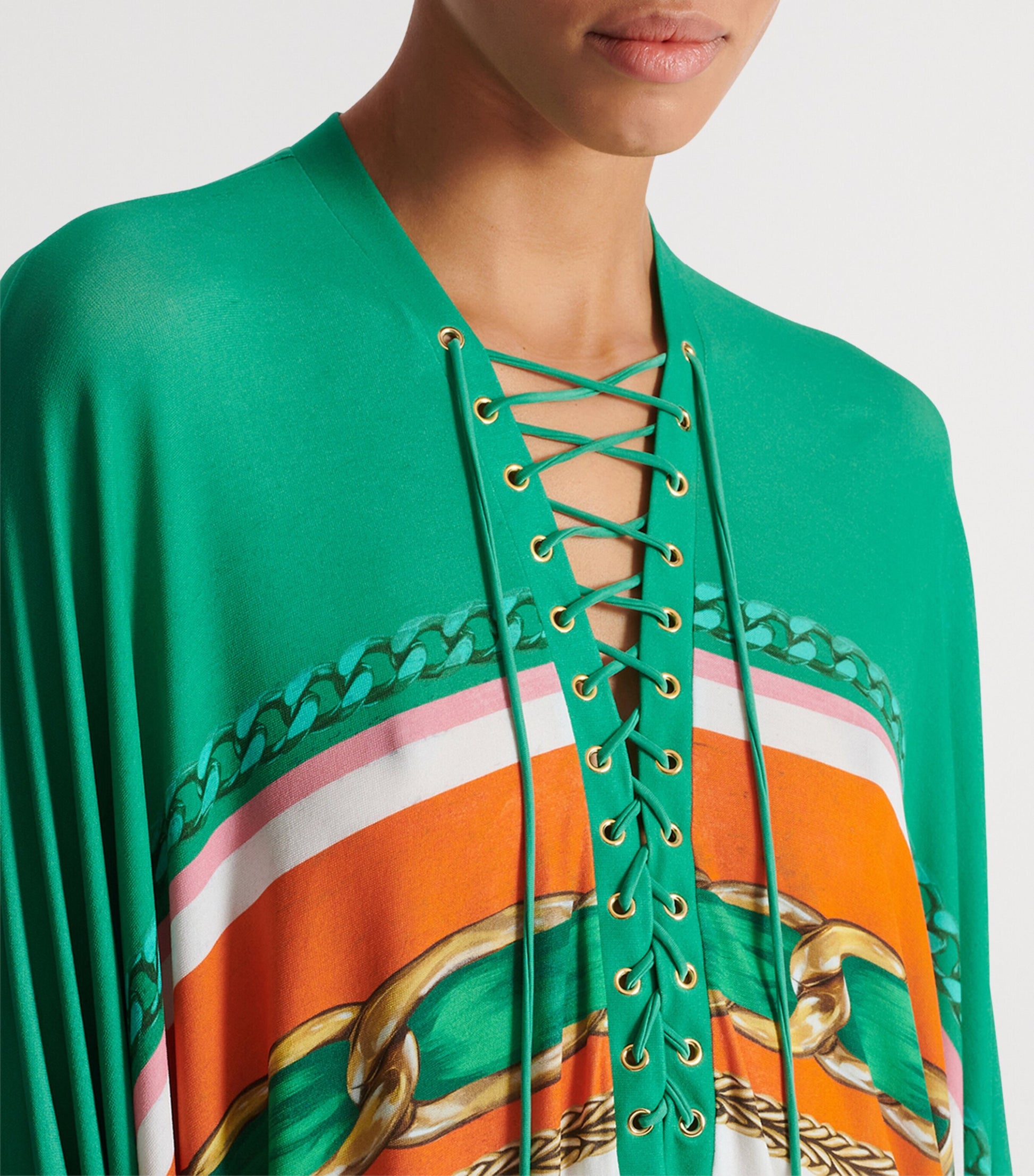 Multi Printed Kaftan Midi Dress