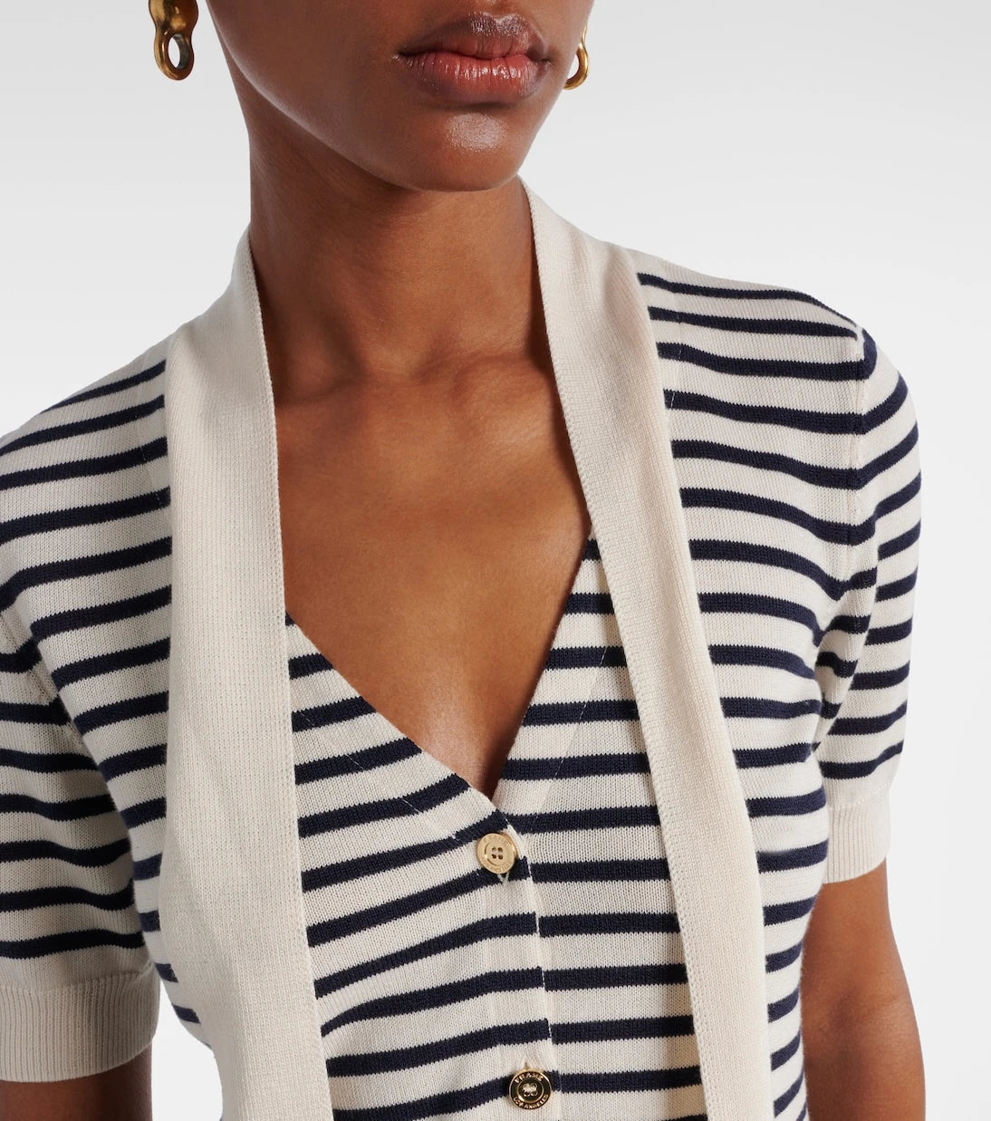 Frame - The Sailor striped tie-neck sweater