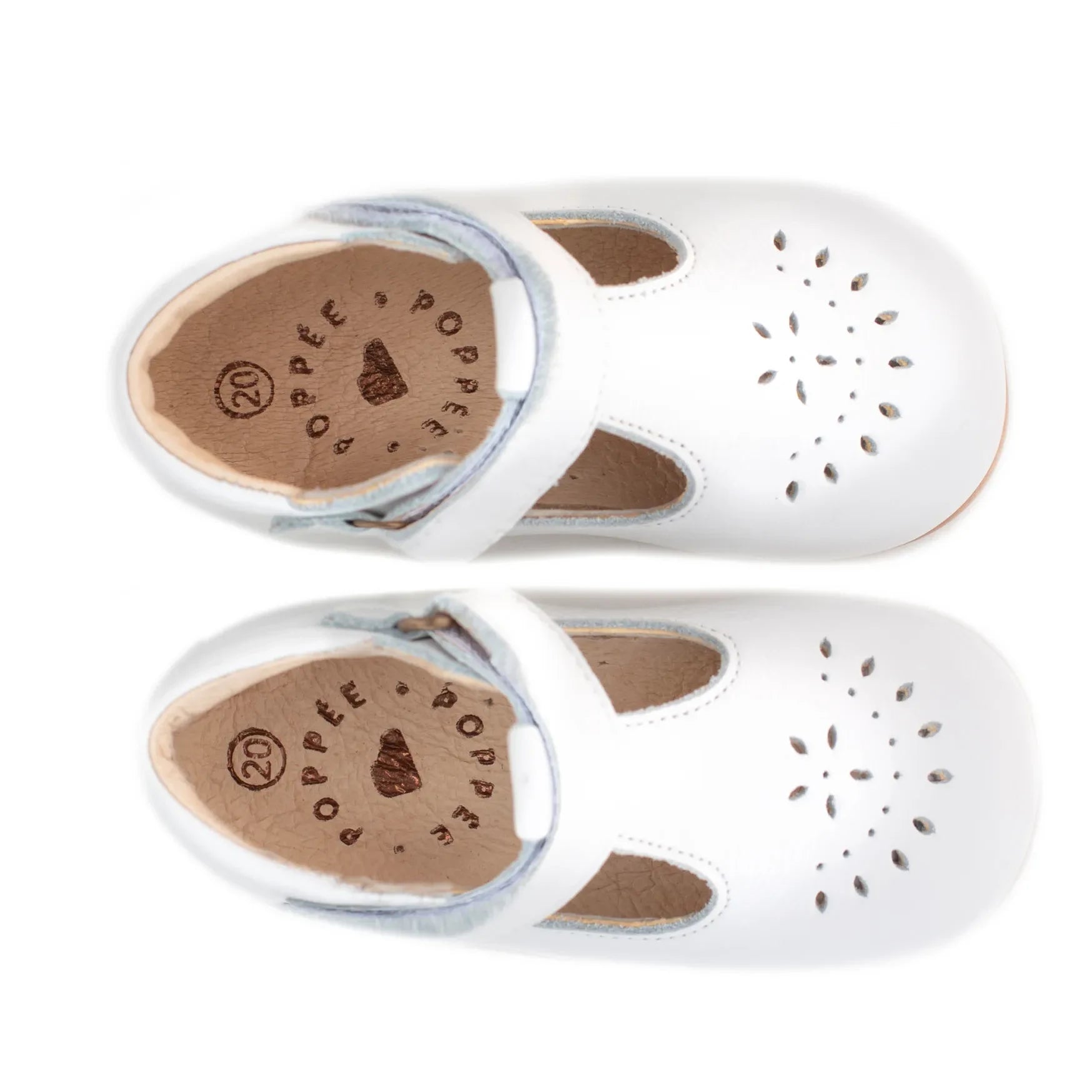 Poppée - Milton Velcro T-bar Shoes | White