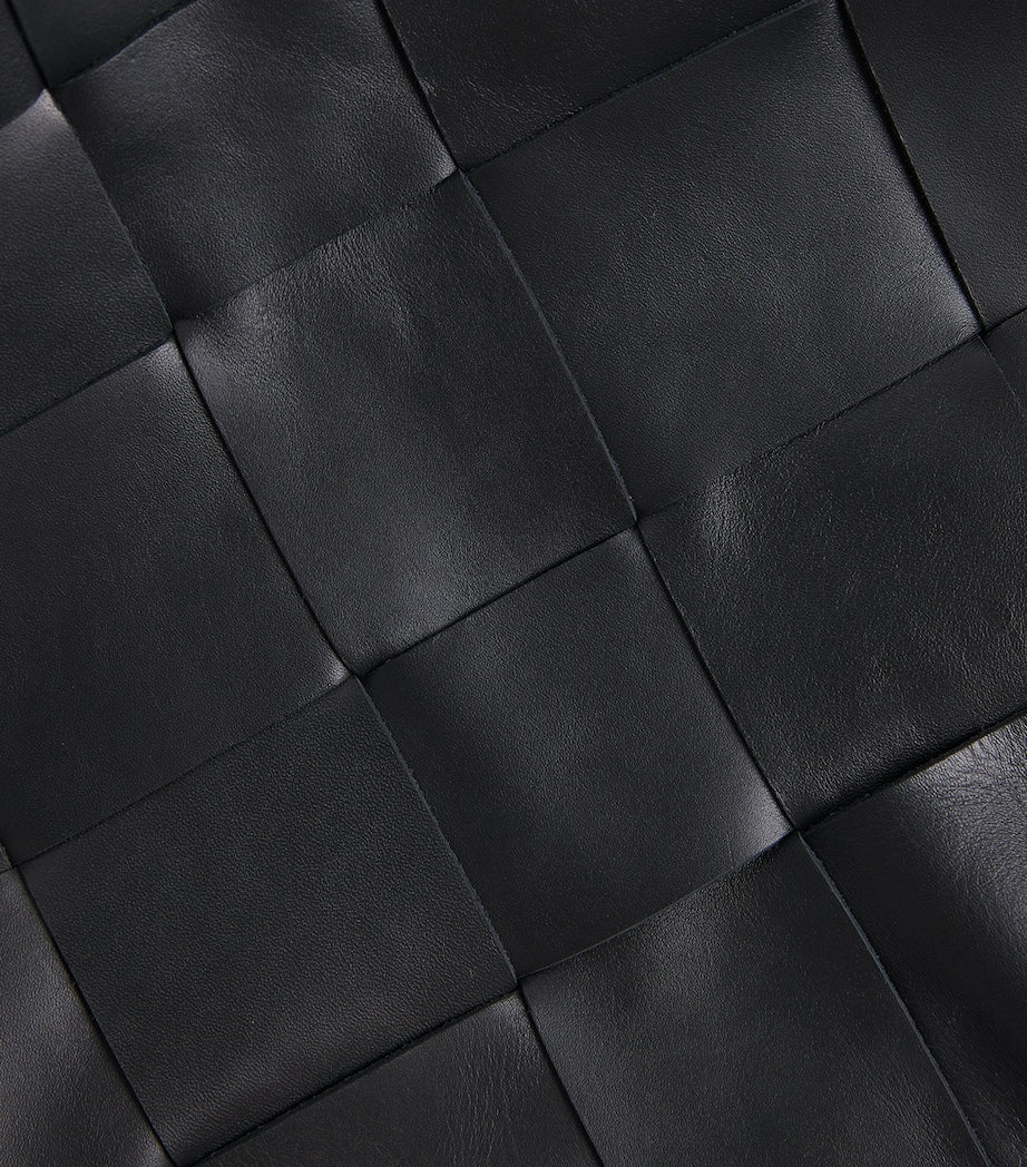 St. Agni Black Large Leather Woven Tote Bag