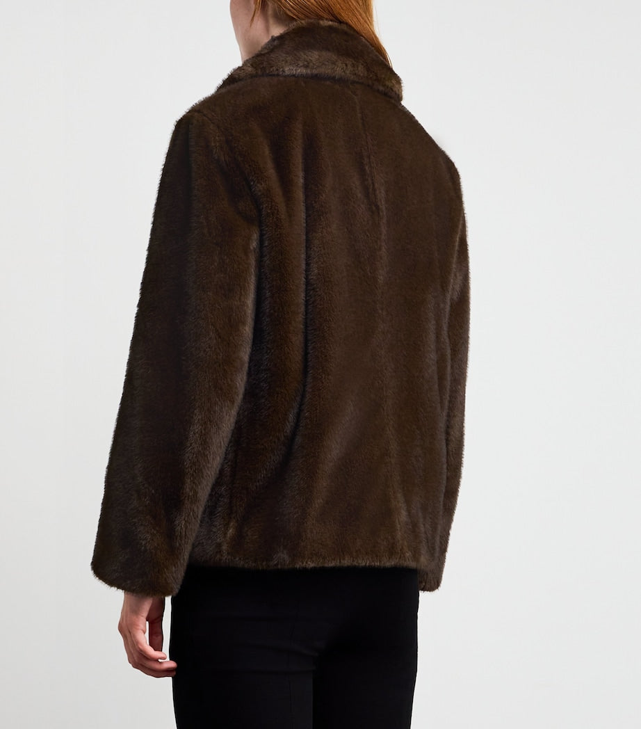 Brown Faux Fur Pea Coat