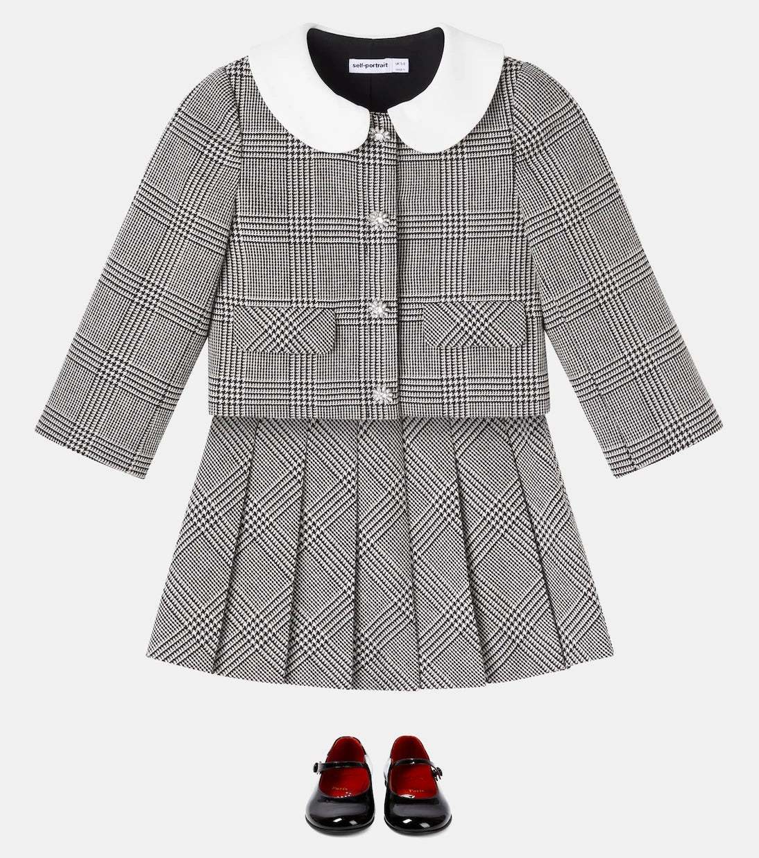 Self-Portrait Kids - Houndstooth wool-blend jacket
