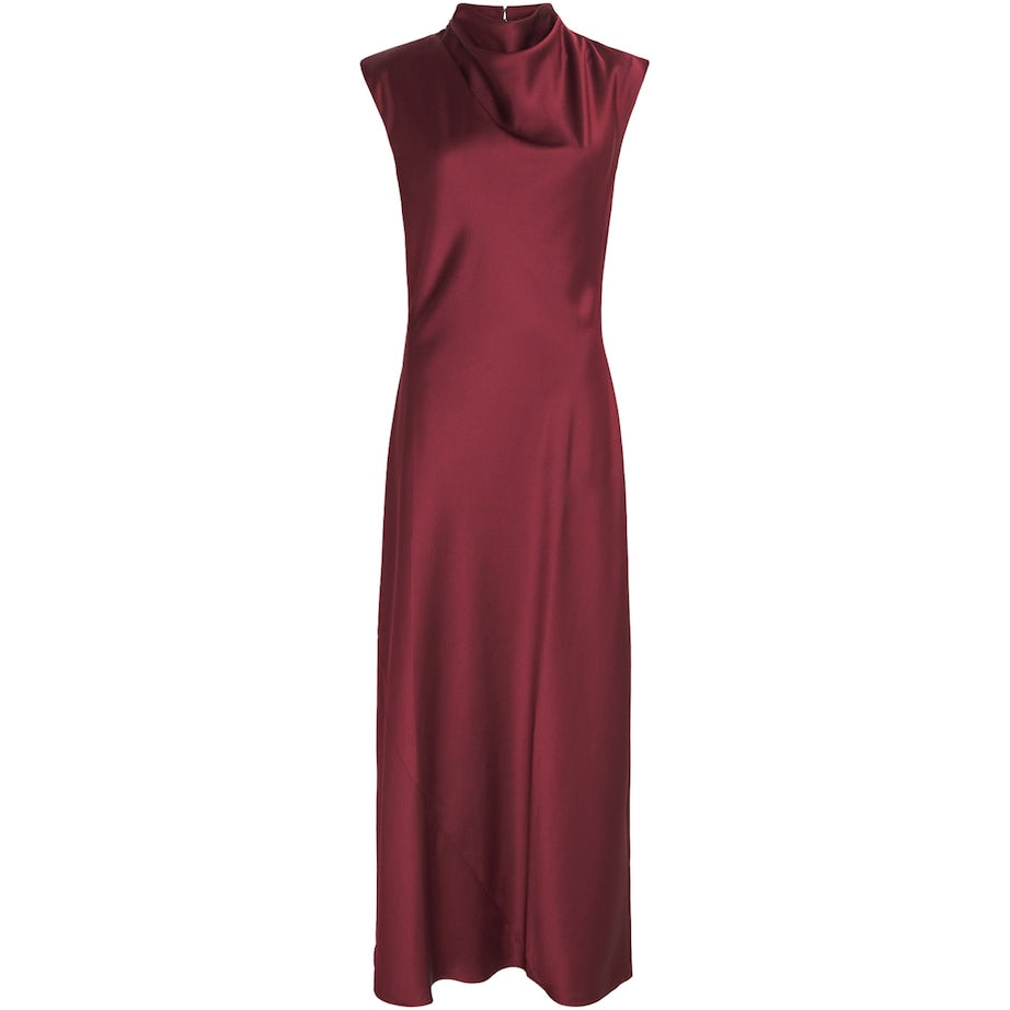 ME+EM Red Satin Draped Maxi Dress