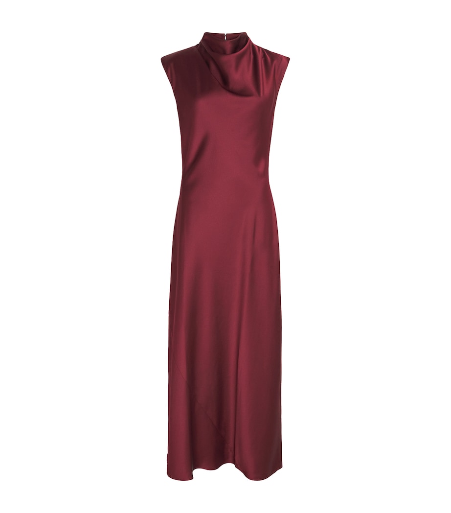 ME+EM Red Satin Draped Maxi Dress