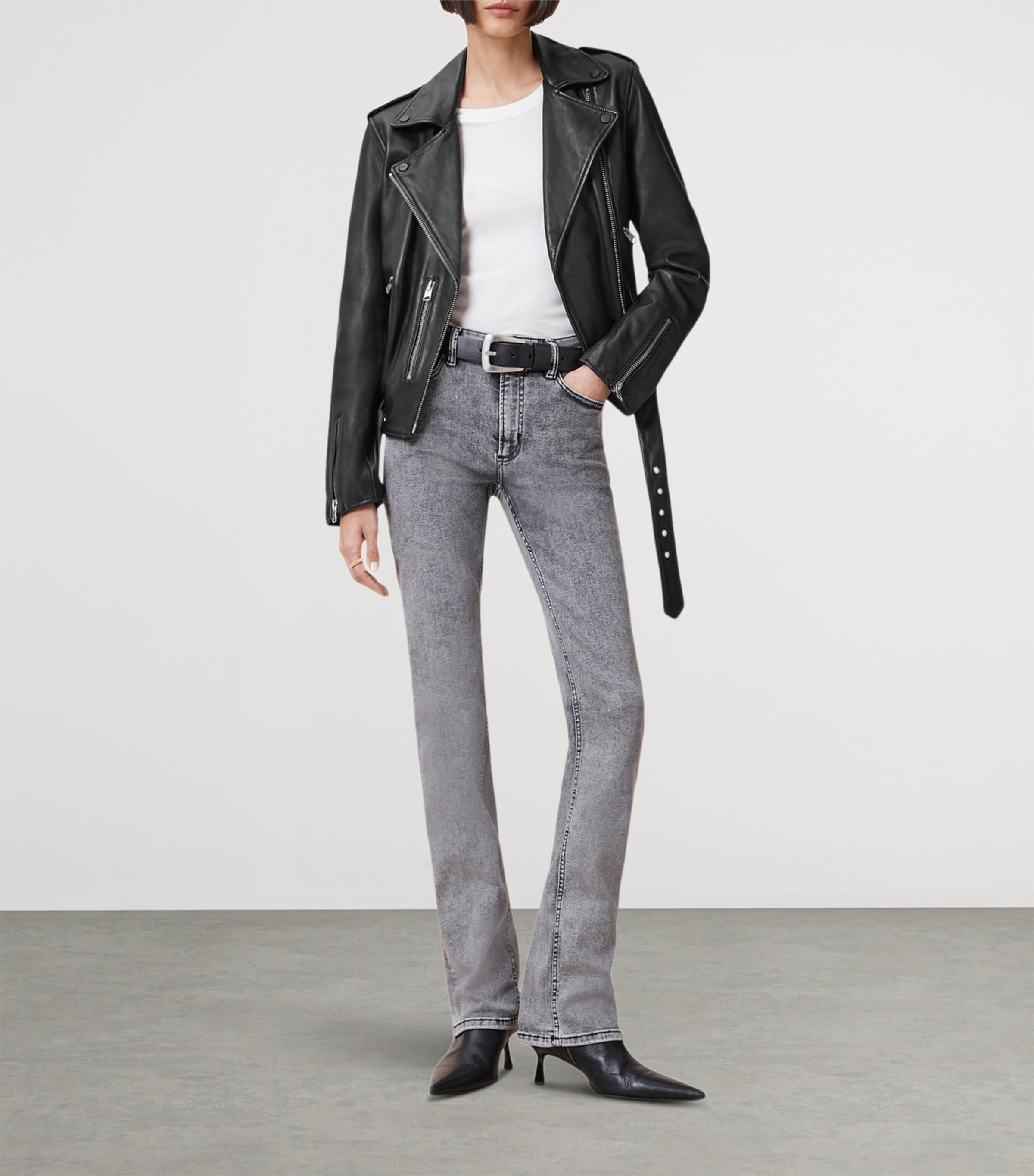 Black Leather Balfern Biker Jacket