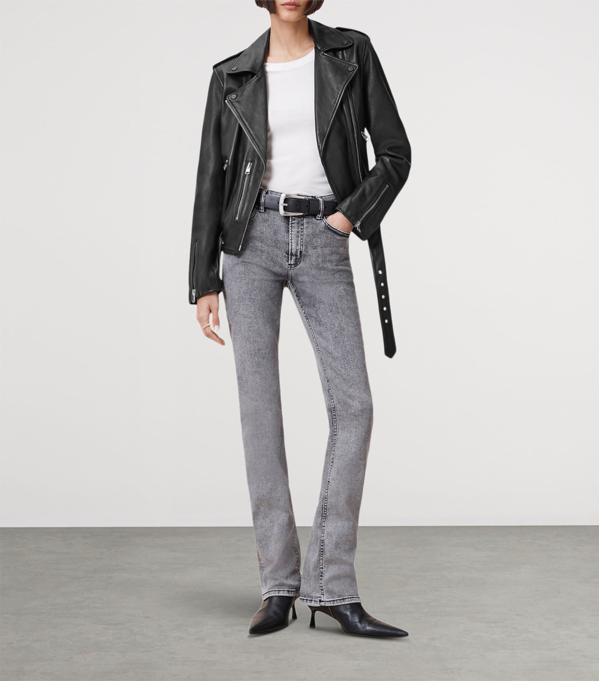 Black Leather Balfern Biker Jacket