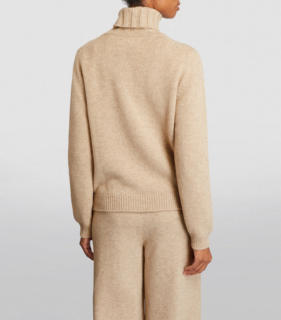 Beige Cashmere Rollneck Sweater