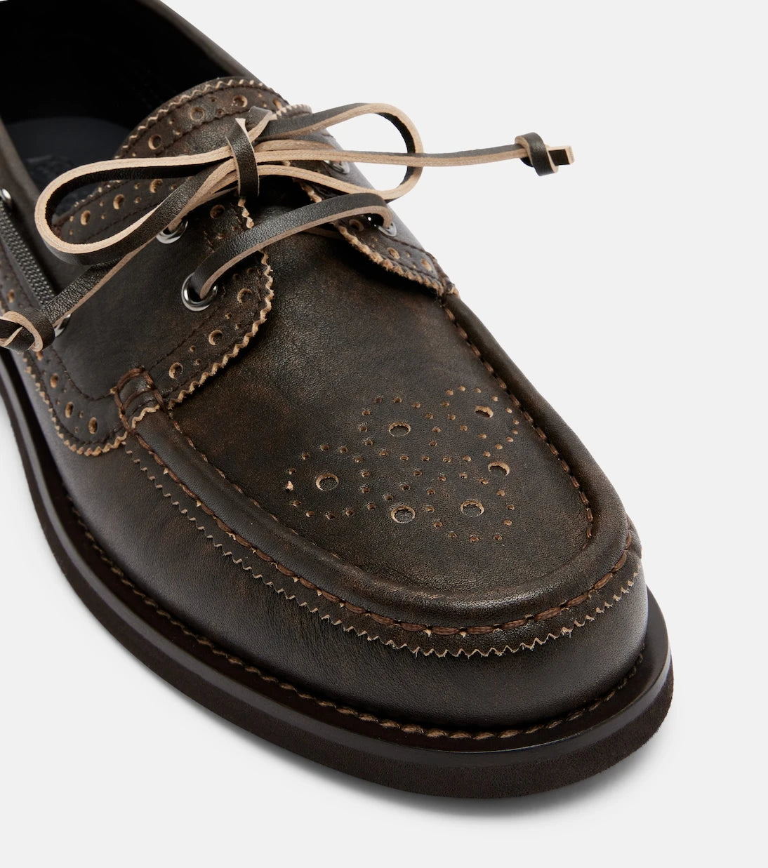 Brunello Cucinelli - Monili leather boat shoes