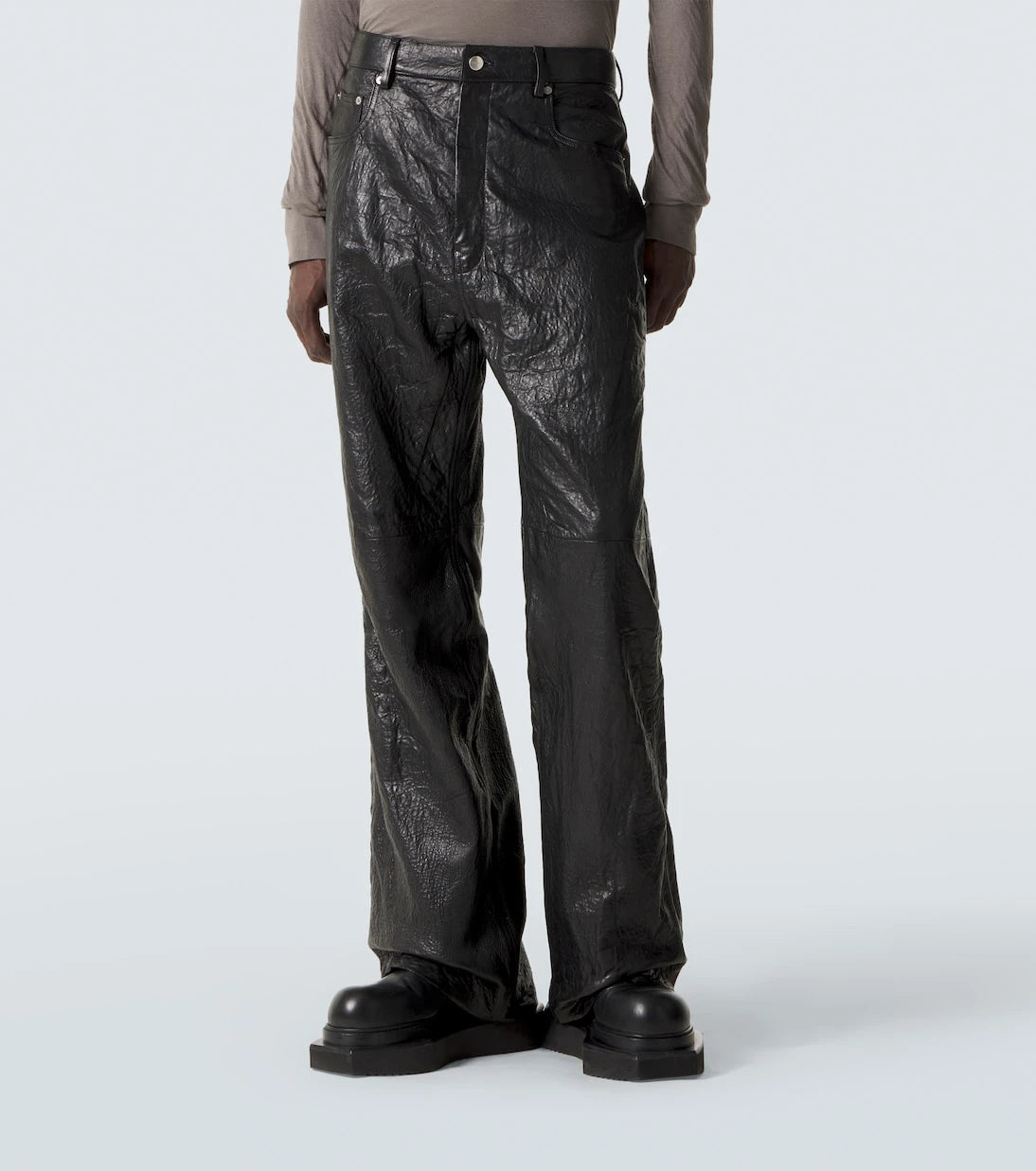 Rick Owens - Leather wide-leg jeans