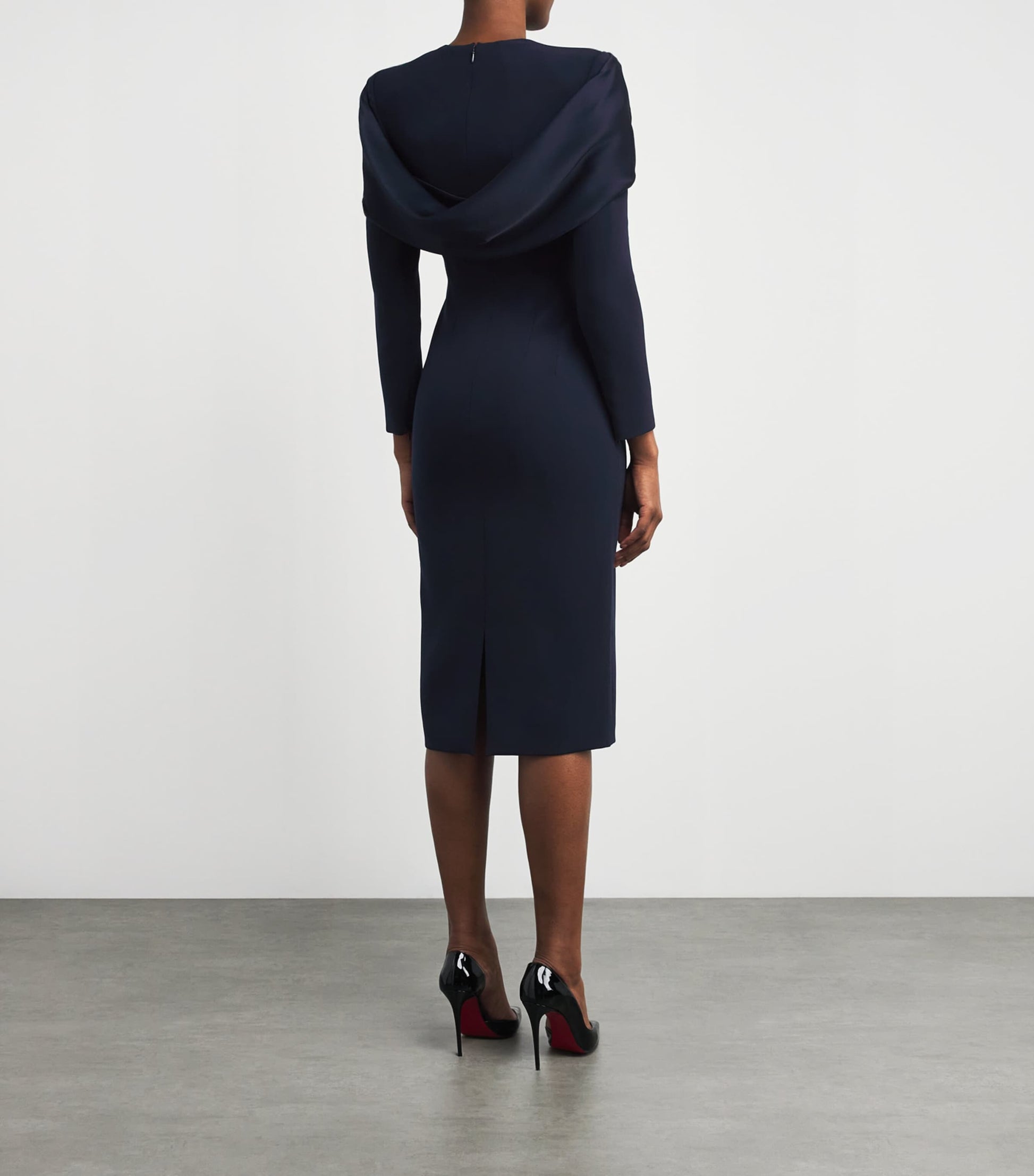 Black Satin Bow Penny Midi Dress