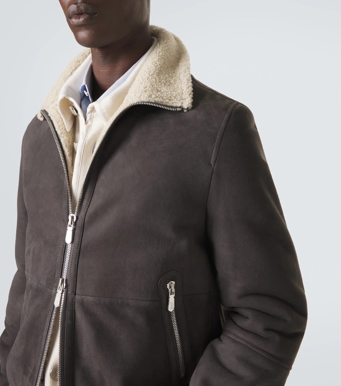 Brunello Cucinelli - Cashmere-trimmed shearling blouson jacket