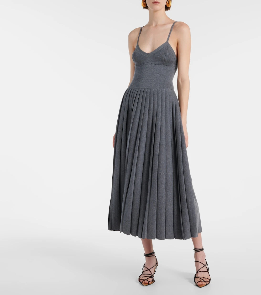 Khaite - Elio pleated wool midi dress