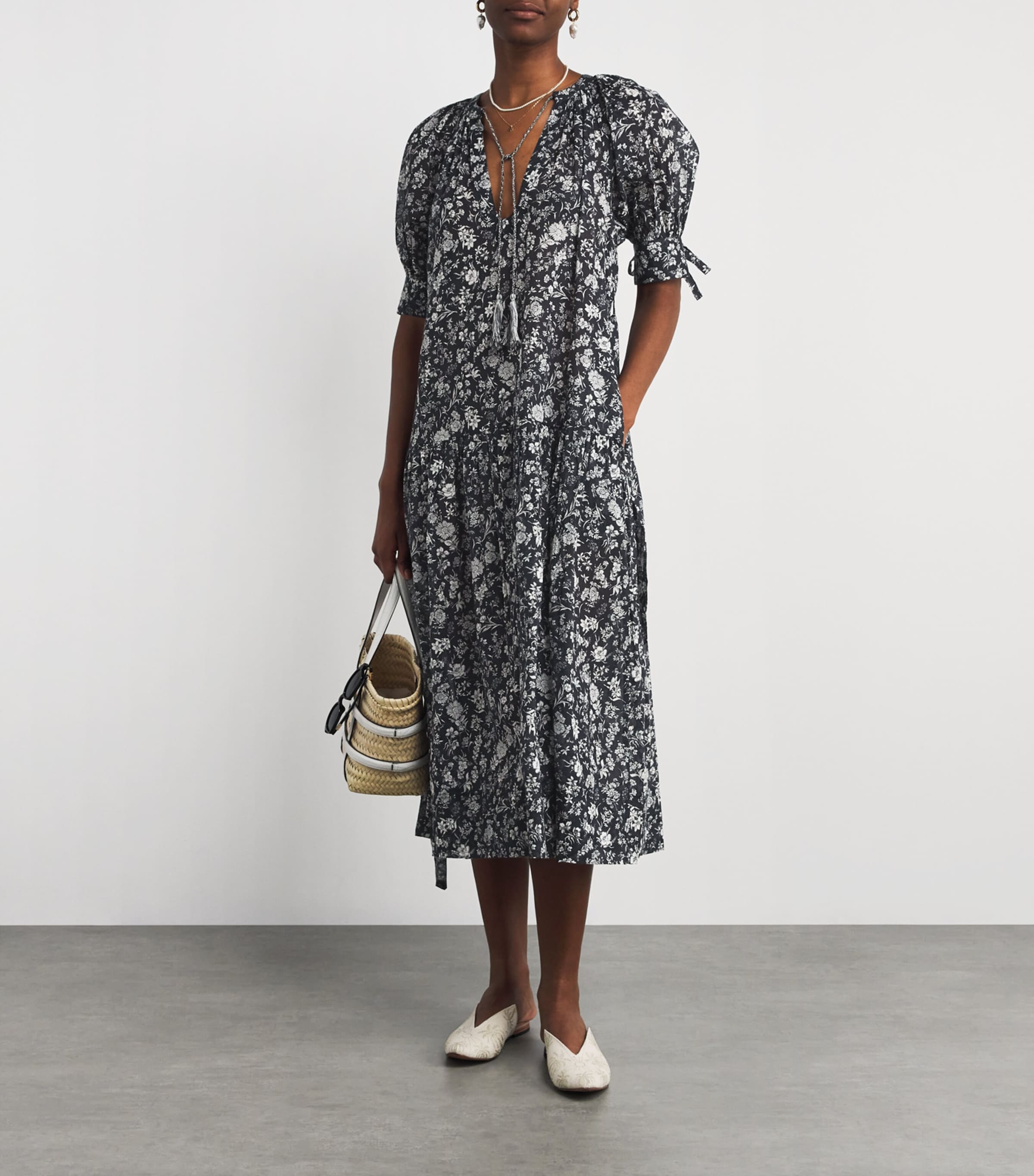 Cotton Floral Selena Midi Dress