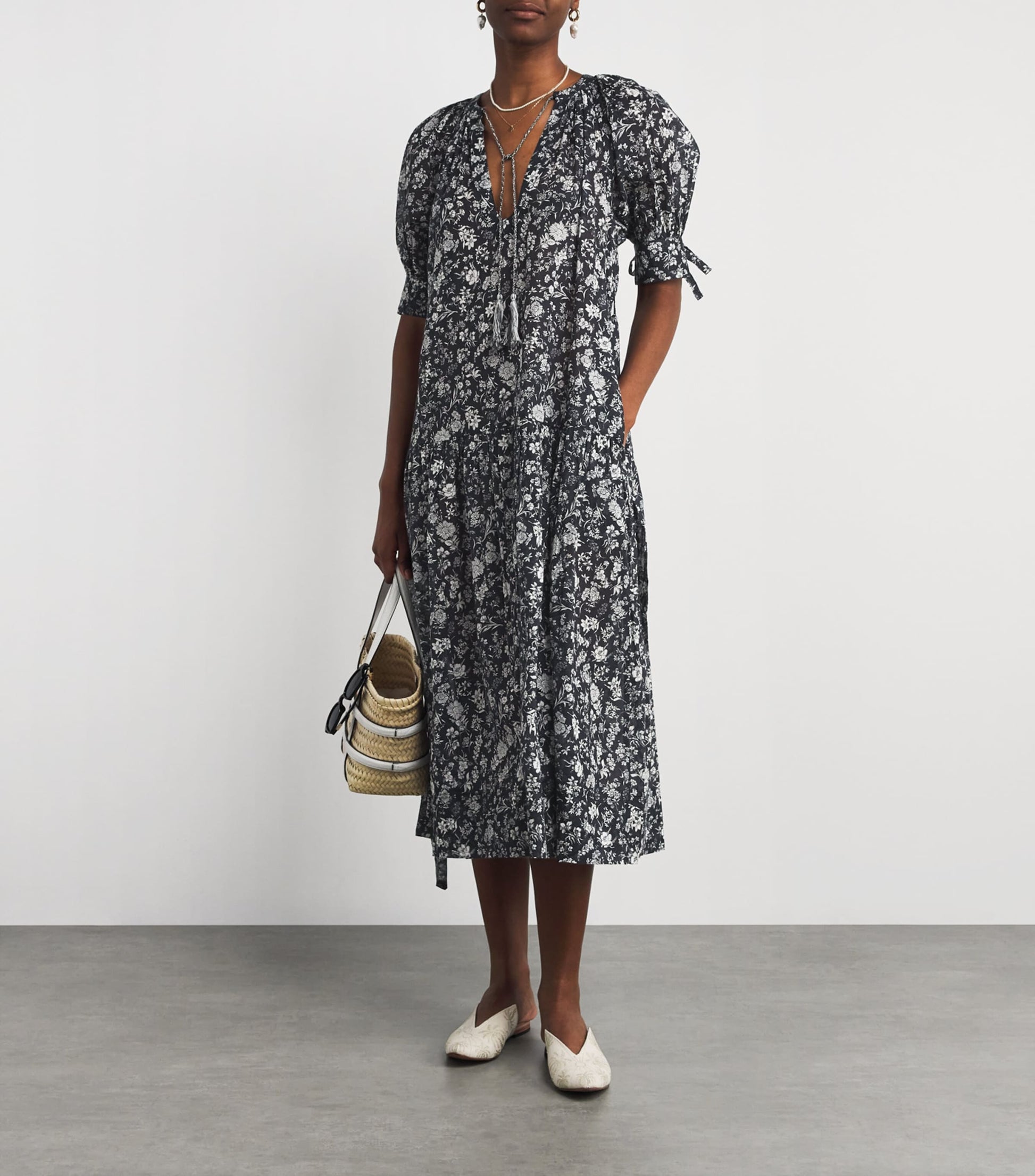 Cotton Floral Selena Midi Dress