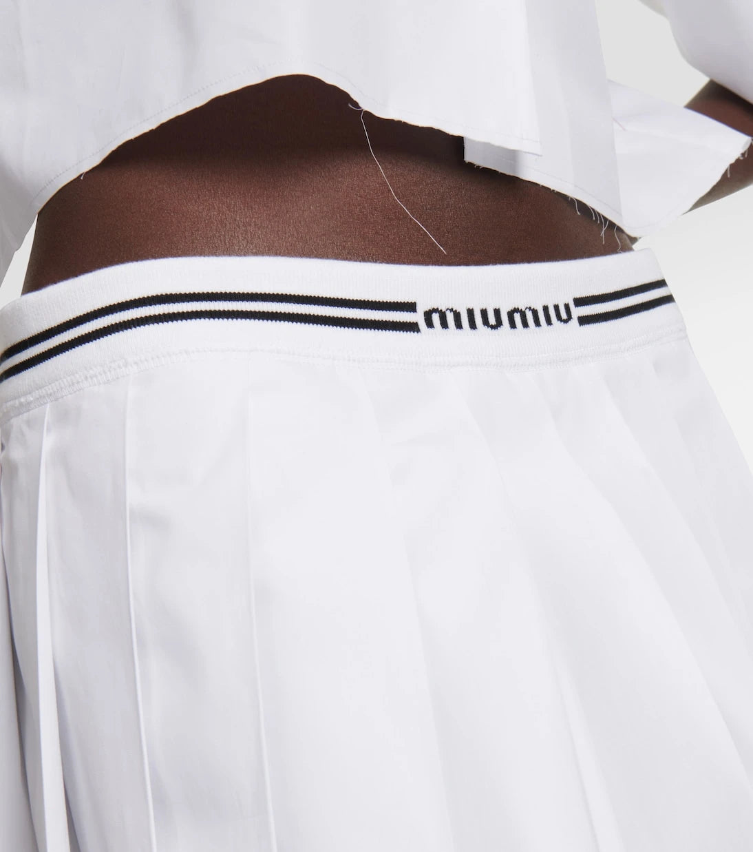 Miu Miu - Logo pleated cotton miniskirt