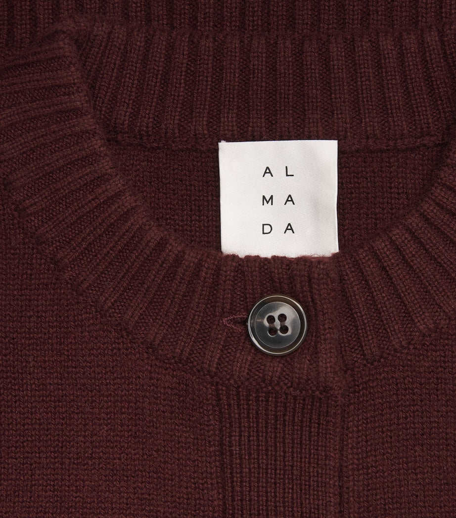 Almada Label Burgundy Wool-Cashmere Zozo Cardigan