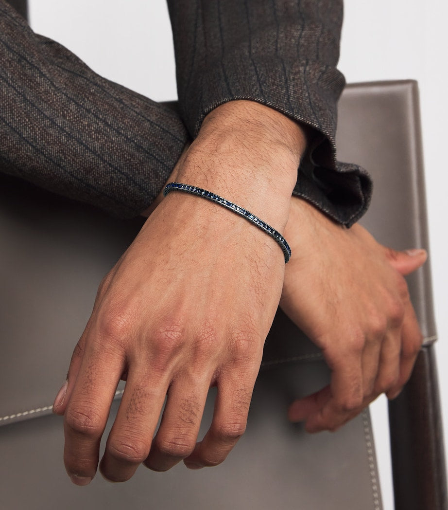 Rhodium-Plated Sterling Silver Quadro Tennis Bracelet