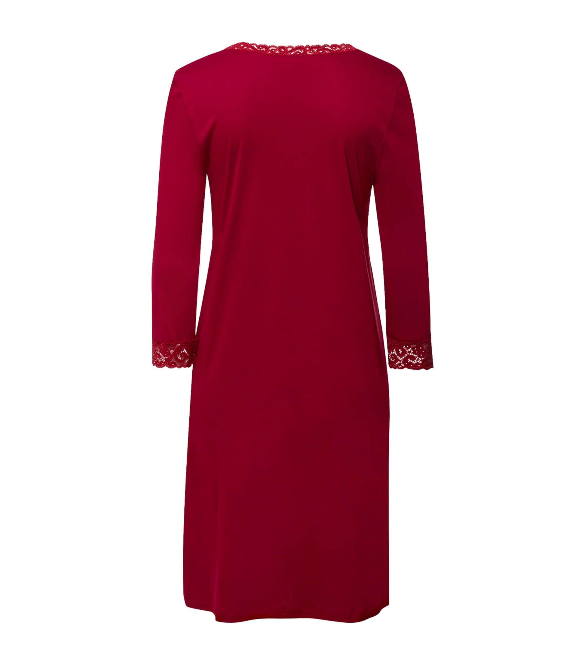 Hanro Red Cotton Cropped-Sleeve Nightdress