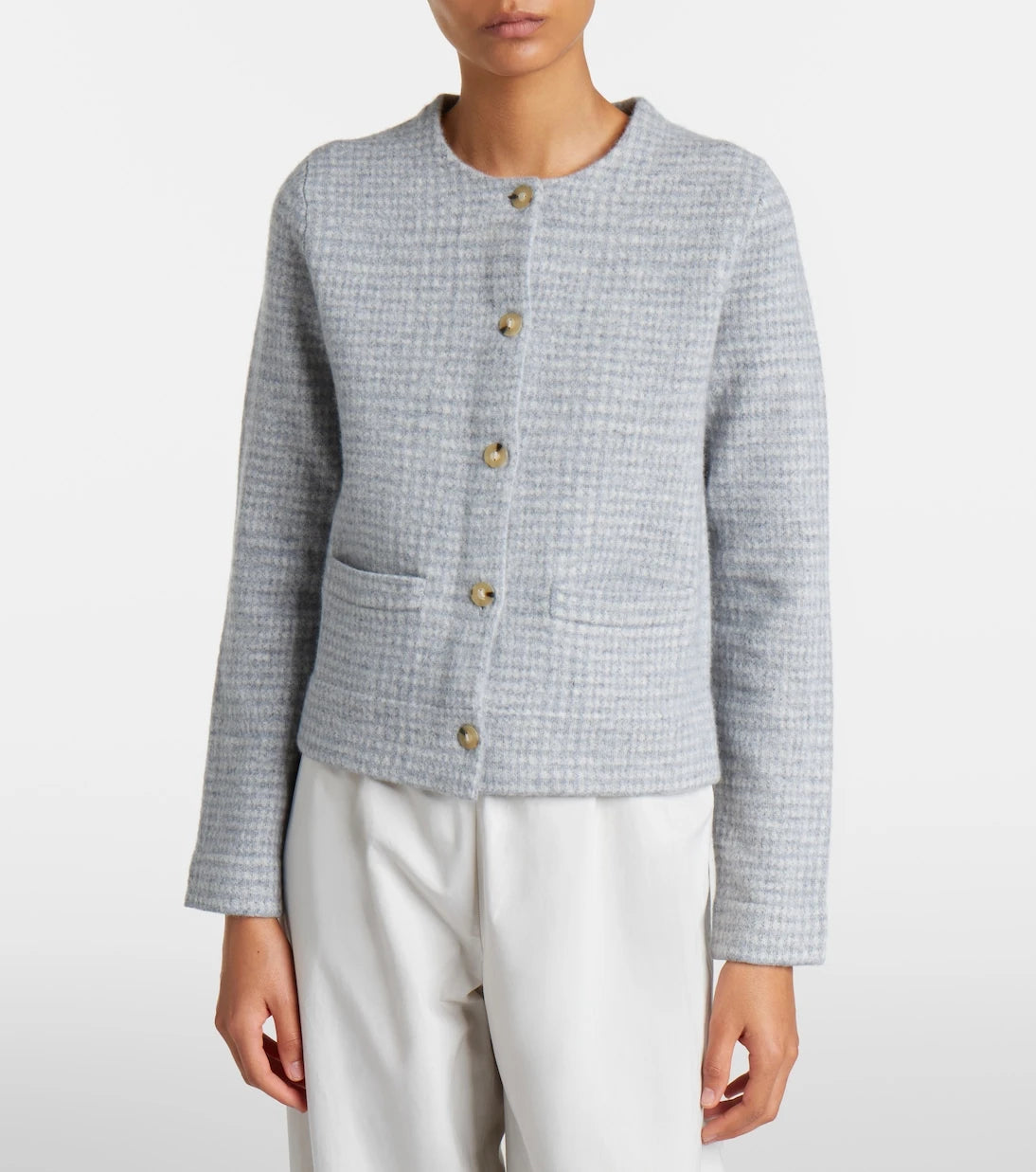 Vince - Checked wool and cashmere cardigan