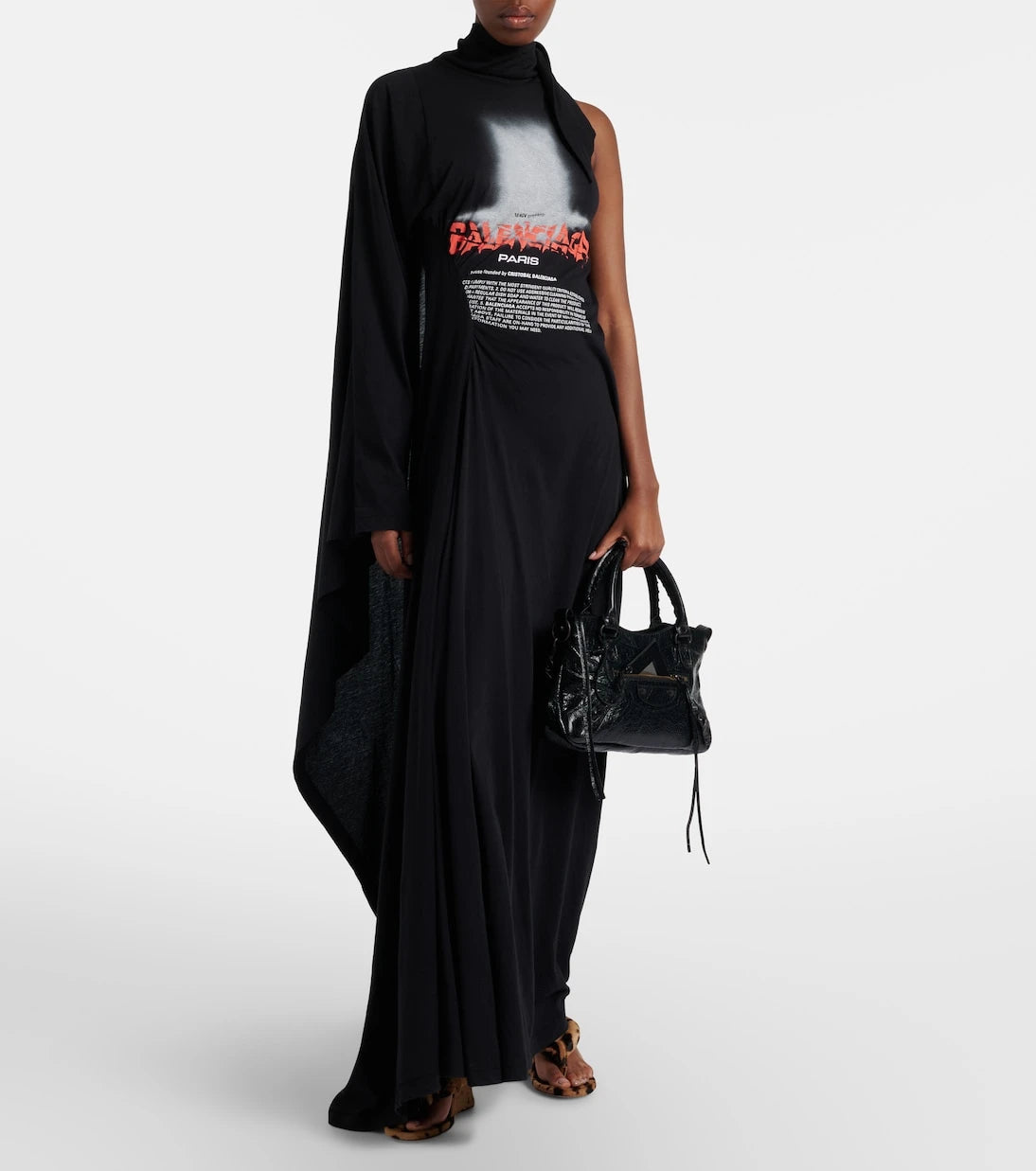 Balenciaga - Logo caped cotton jersey maxi dress