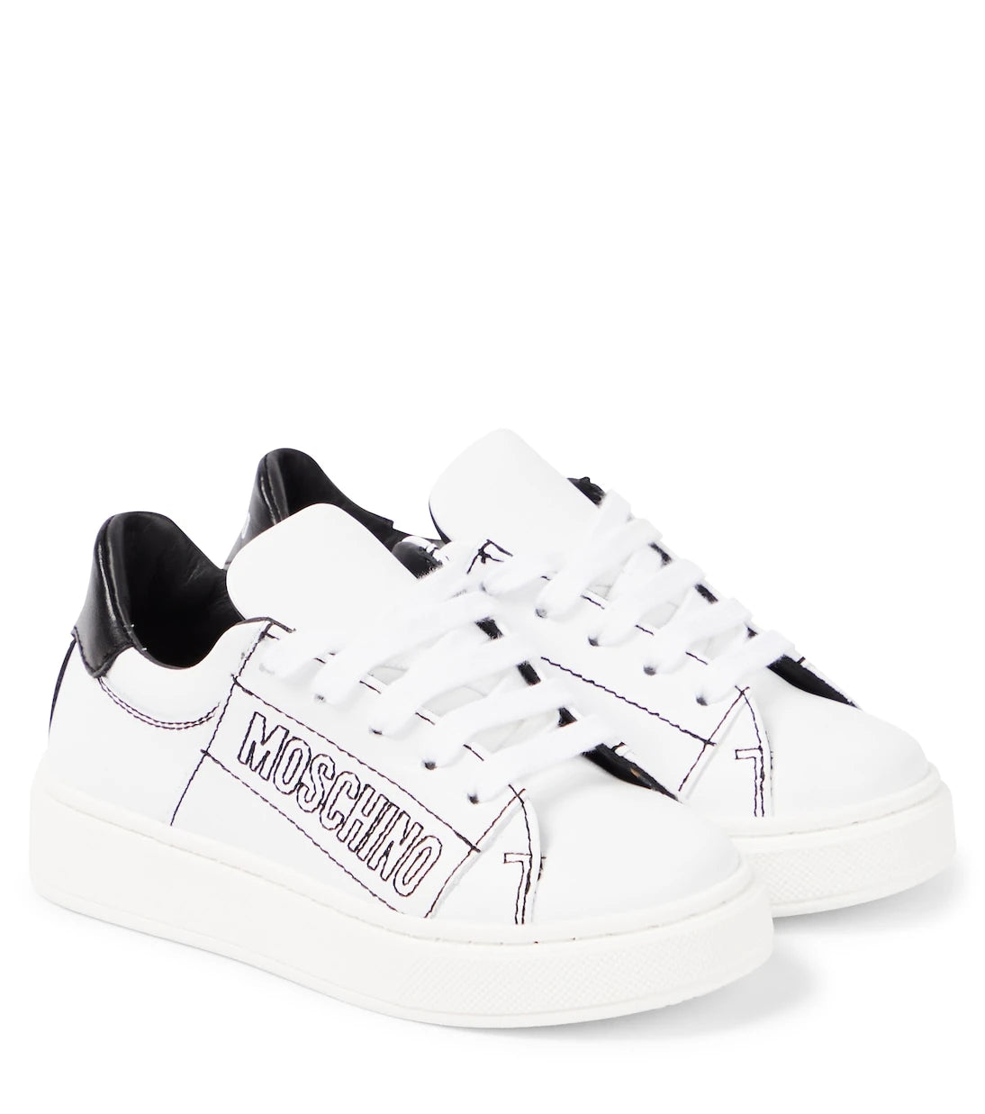 Moschino Kids - Logo leather sneakers