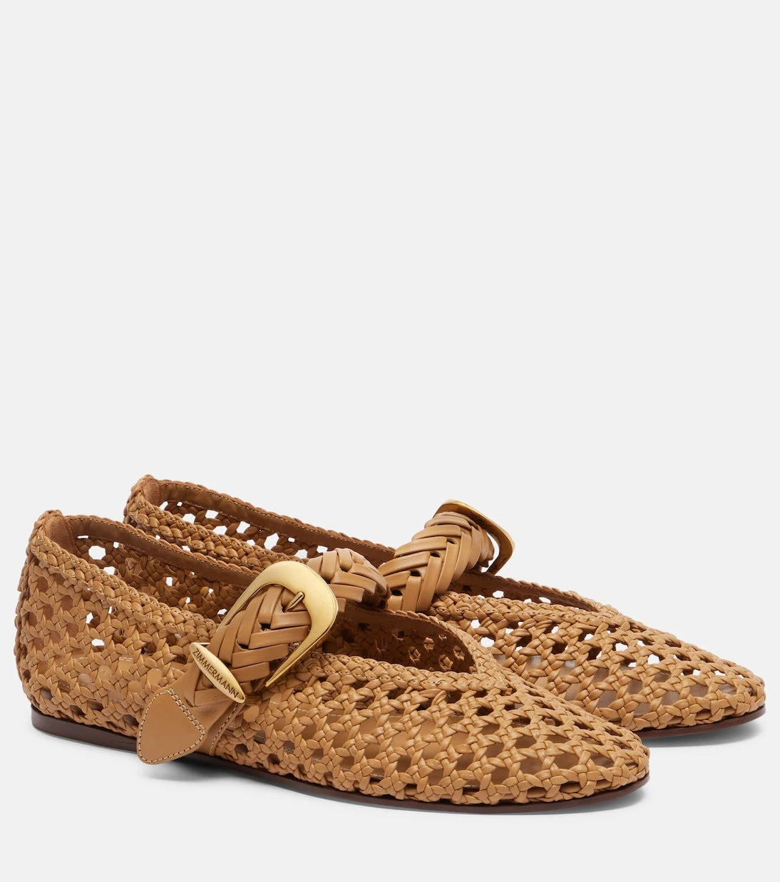 Zimmermann - Alchemy woven leather Mary Jane flats