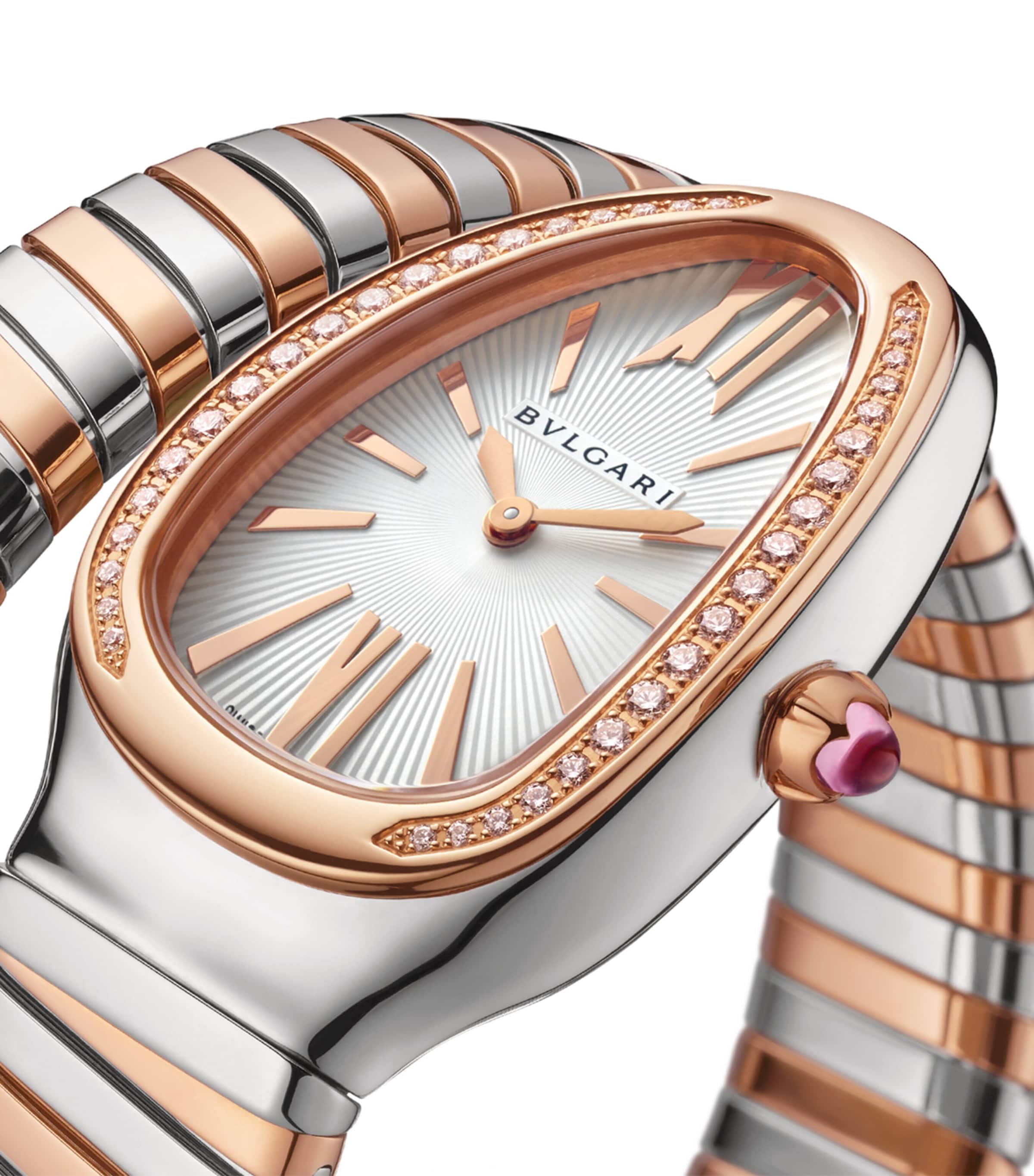 Rose Gold, Stainless Steel, Diamond and Rubellite Serpenti Tubogas Watch 35mm