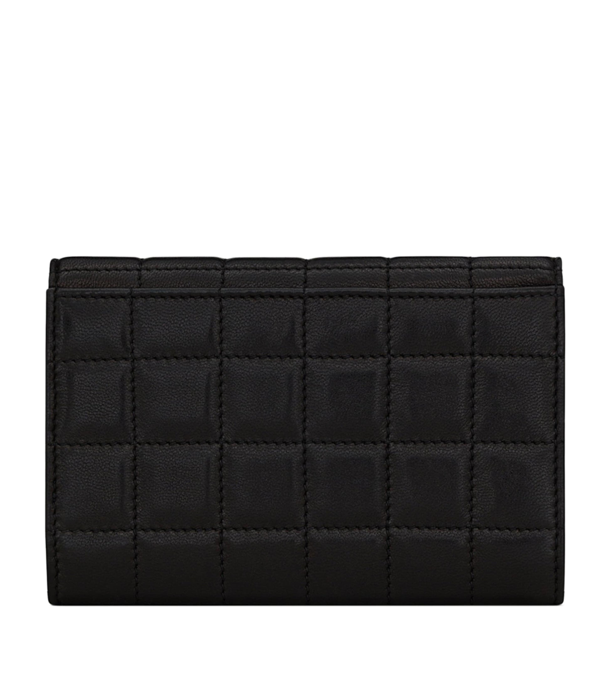 Saint Laurent Black Leather Quilted Monogram Wallet