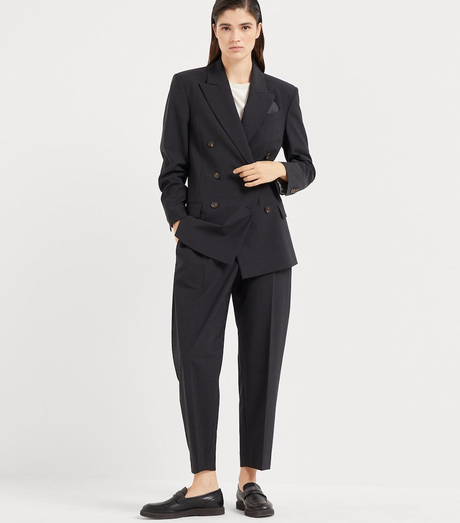 Brunello Cucinelli Black Tropical Luxury Wool Blazer