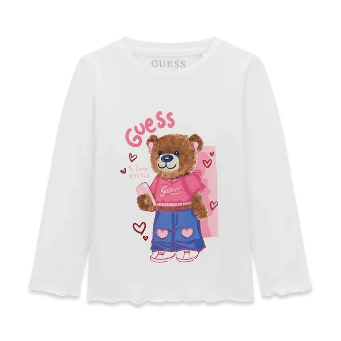 Guess çocuklar için pamuk ve elastanlı uzun kollu bluz
