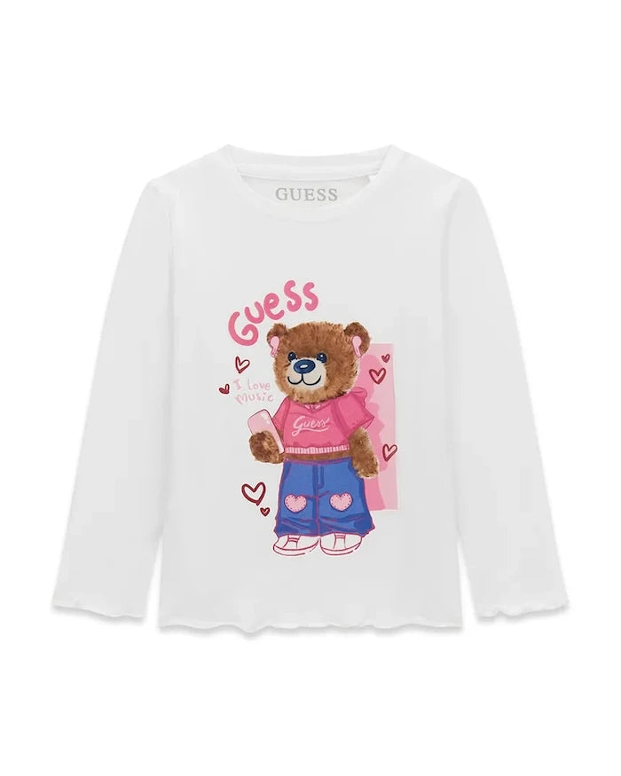 Guess çocuklar için pamuk ve elastanlı uzun kollu bluz