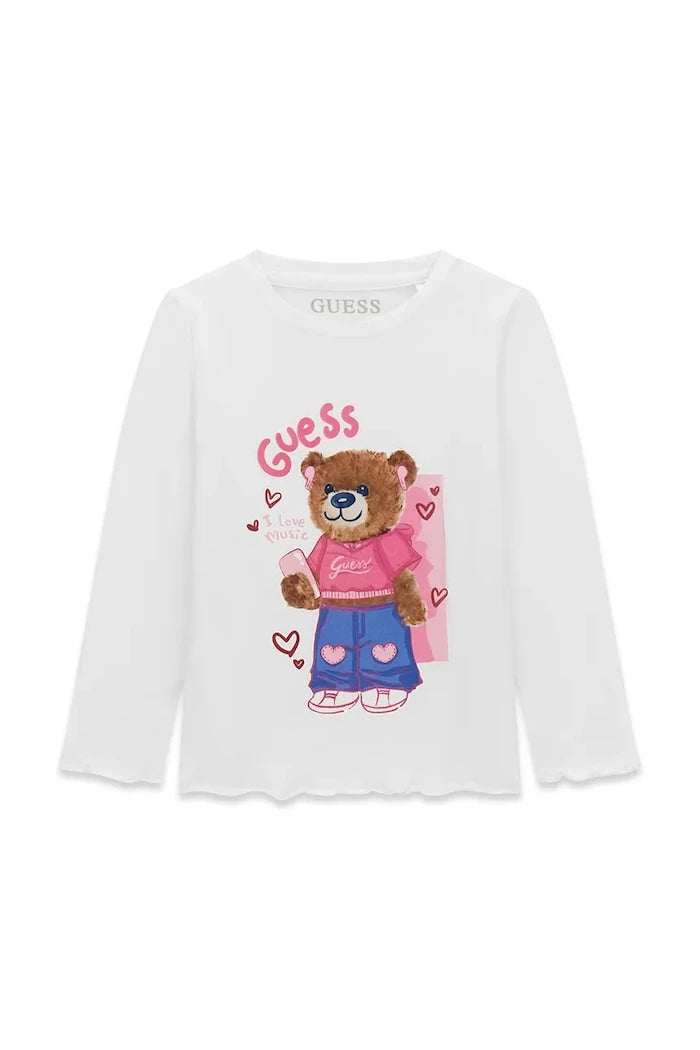 Guess çocuklar için pamuk ve elastanlı uzun kollu bluz