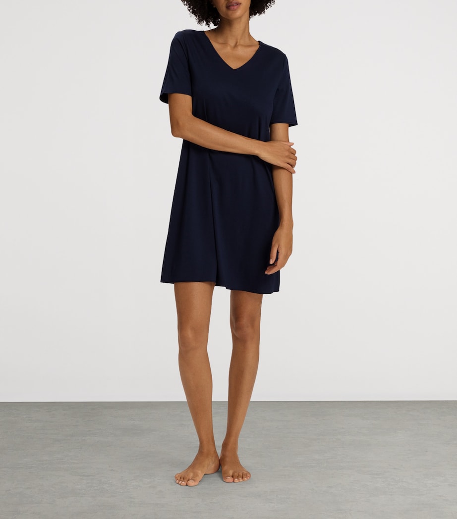 Cotton Short-Sleeve Nightdress DEEP NAVY