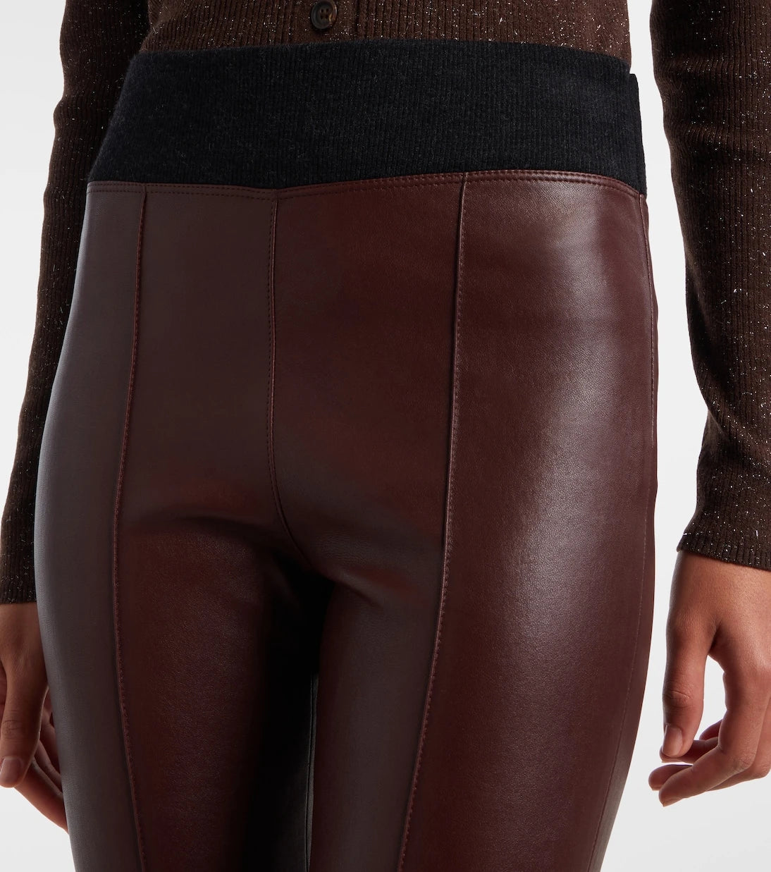 Brunello Cucinelli - Wool-trimmed leather slim pants