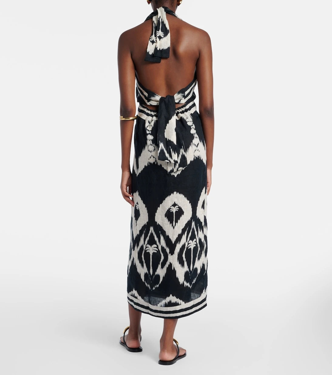 Johanna Ortiz - Printed open-back linen midi dress