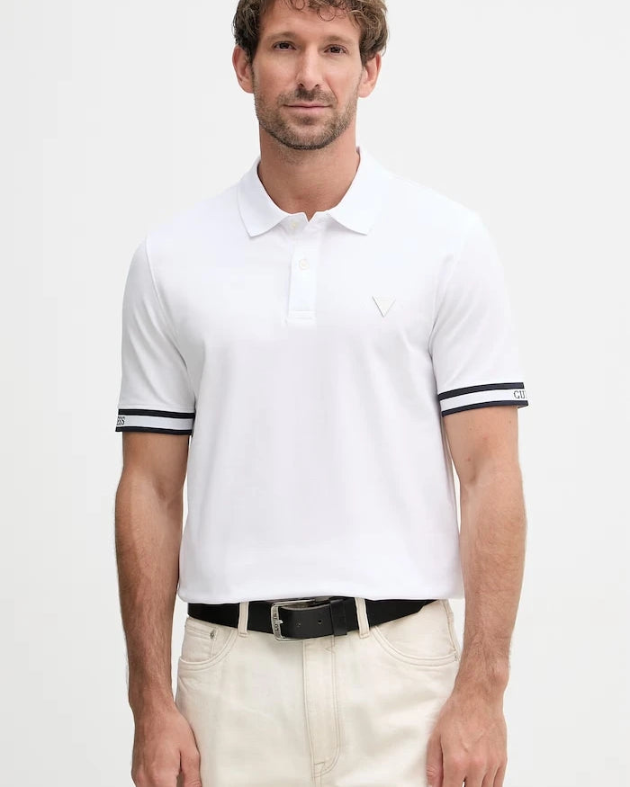 Guess yaka detaylı erkek pamuklu elastanlı tişört LYLE