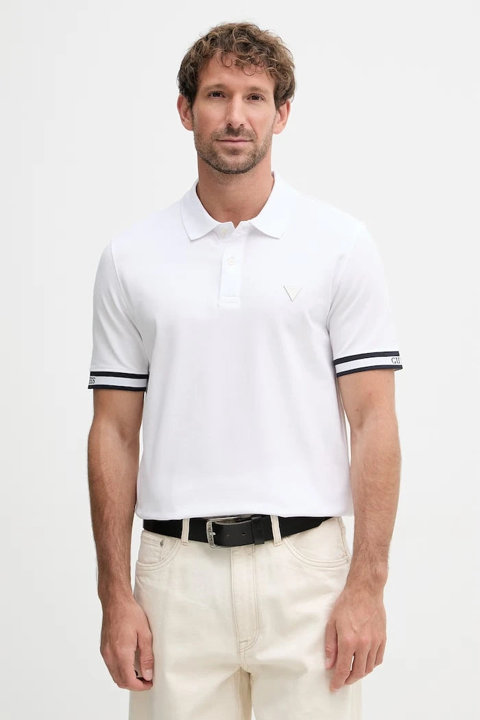 Guess yaka detaylı erkek pamuklu elastanlı tişört LYLE