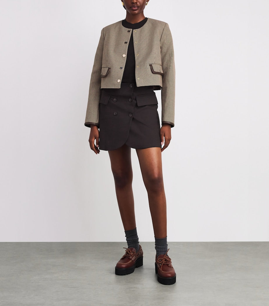 Multi Houndstooth Cropped Jacket