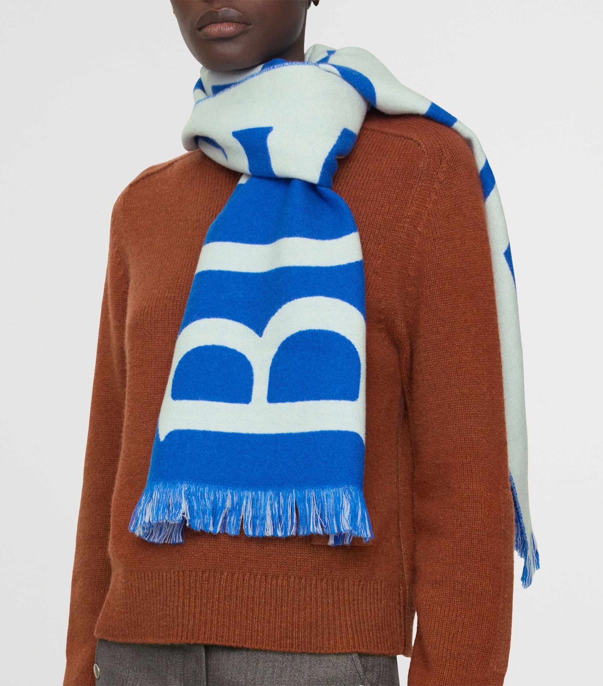 Blue Wool Logo Scarf