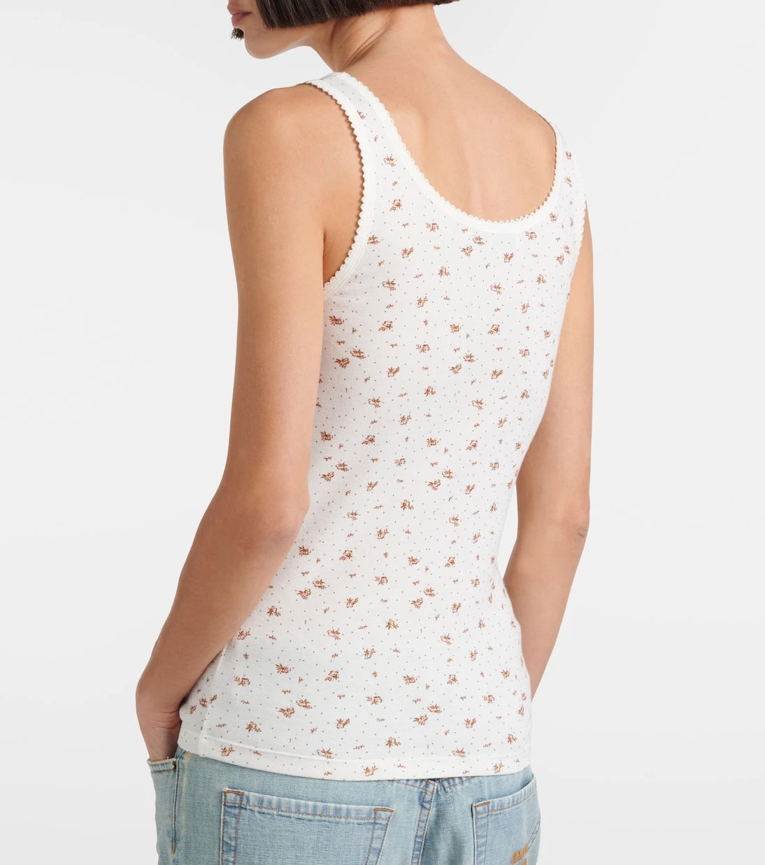 Miu Miu - Floral cotton jersey tank top