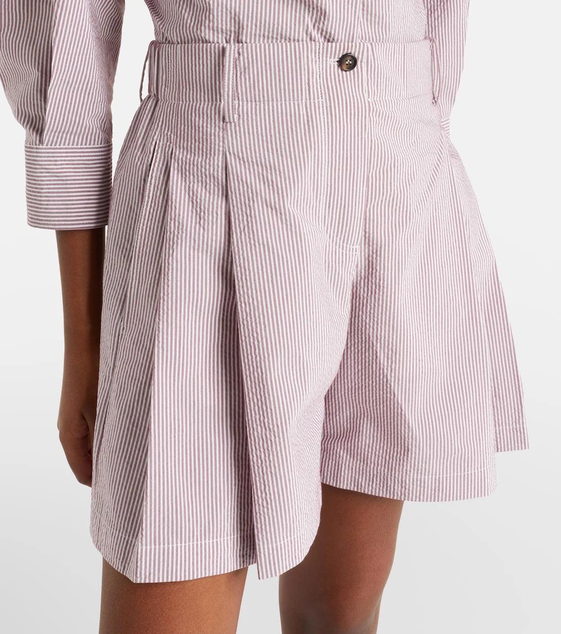 Brunello Cucinelli - Striped cotton-blend Bermuda shorts