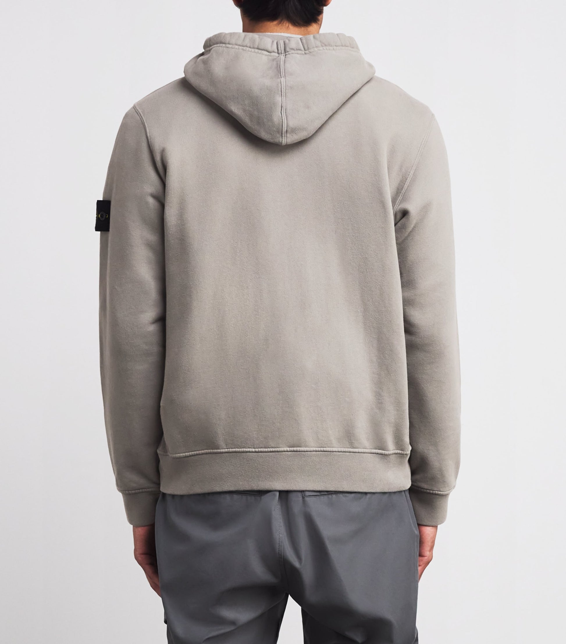 Stone Island Grey Organic Cotton Fleece Zip-Up Hoodie