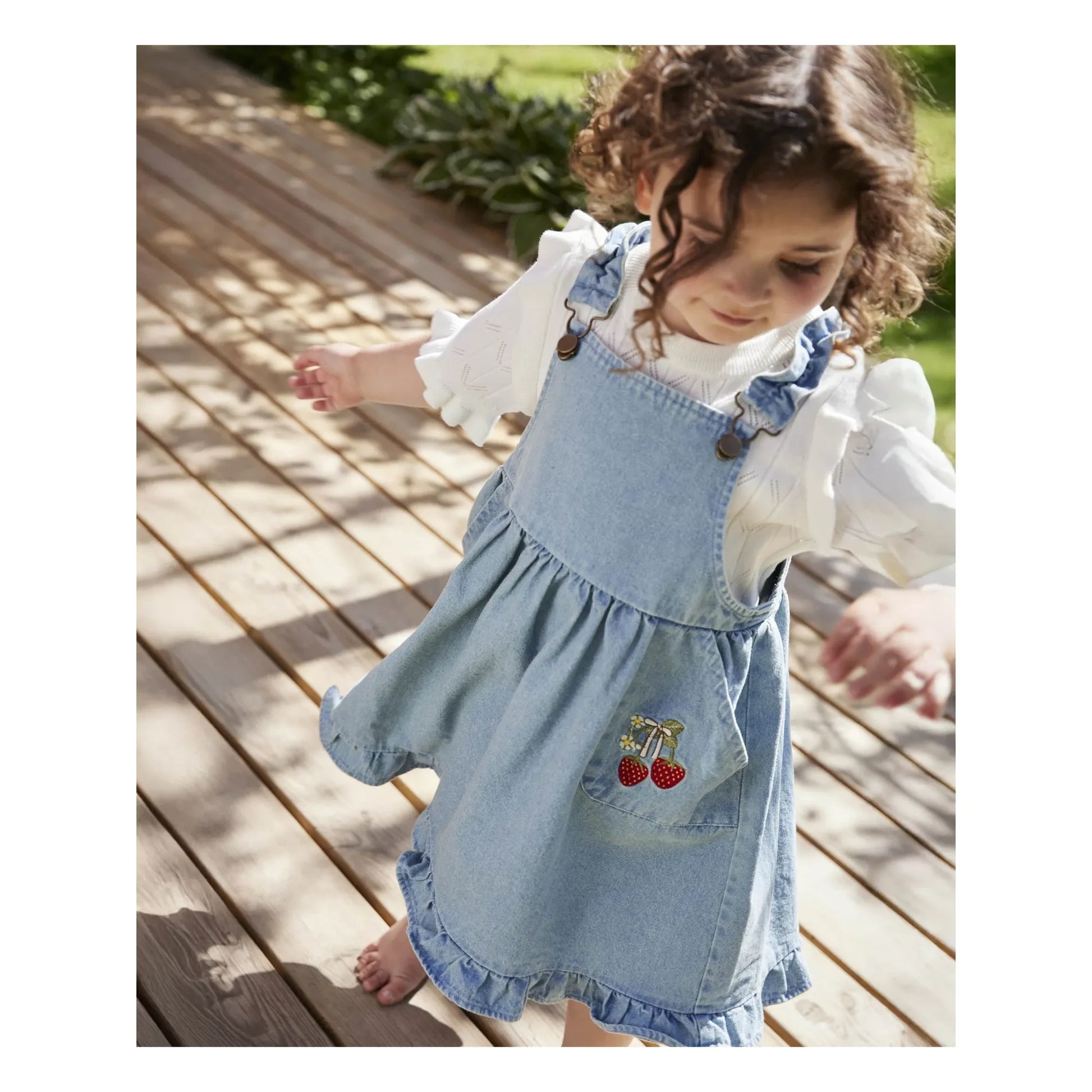 Fliink - Don Denim Dungarees Dress | Light Blue