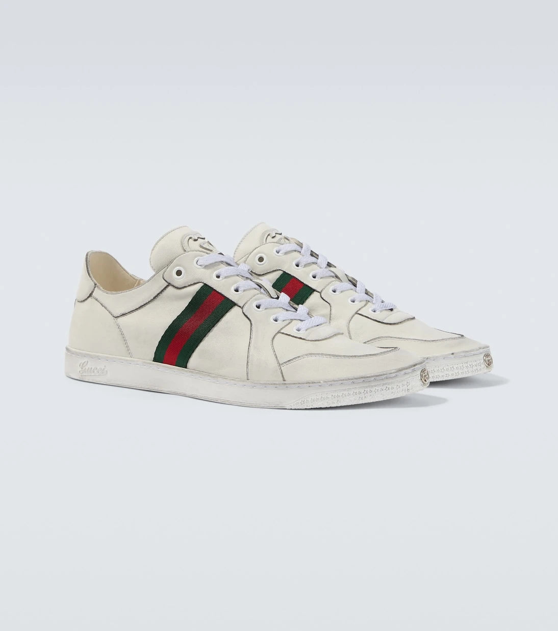 Gucci - Stretch Web Stripe leather sneakers